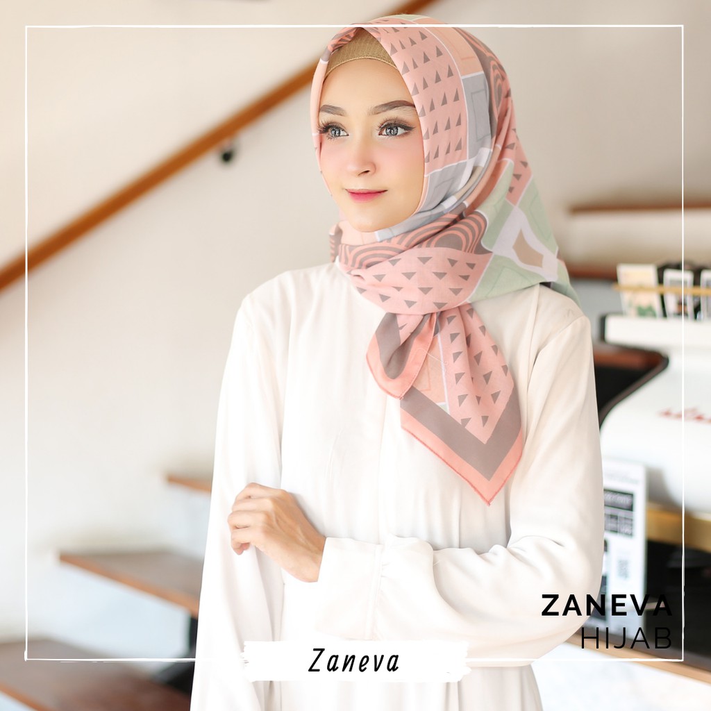 Hijab Voal Printing / Hijab Segiempat Murah / Hijab Motif Zaneva By Zaneva