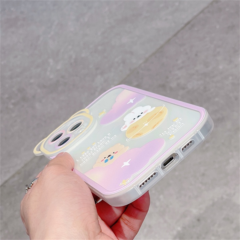 Soft Case TPU Transparan Motif Bulan Kelinci Beruang Untuk iPhone 13 12 11 Pro Max X Xr Xs Max SE 2020 8 7 6 6s Plus