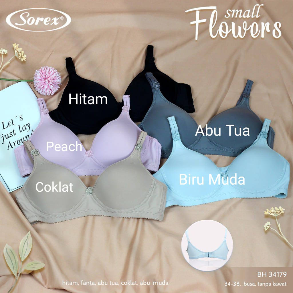 gof Sorex Bra Busa Tanpa Kawat Kait 2 Setara Cup B Bunga Small Flowers Harian BH 34179