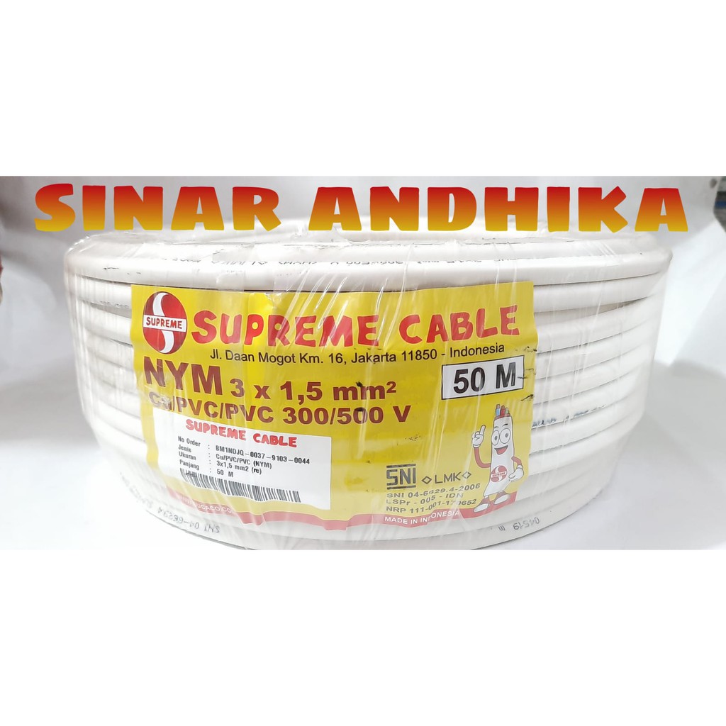 KABEL SUPREME NYM 3 X 1.5 MM PER ROLL KAWAT TEMBAGA ISI 3