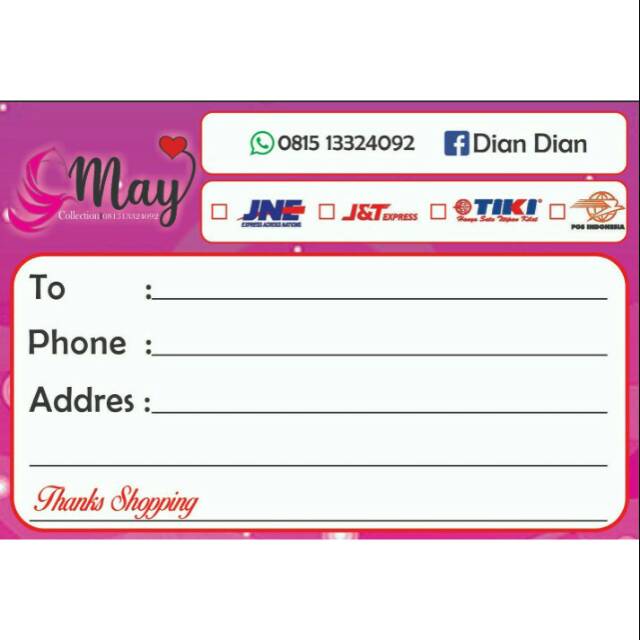 

Label Pengiriman Paket Online Shop