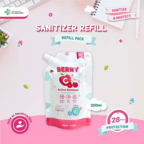 Berry C Refill Pouch 200ml Water Sanitizer Food Grade - BerryC 200ml Sanitizer aman