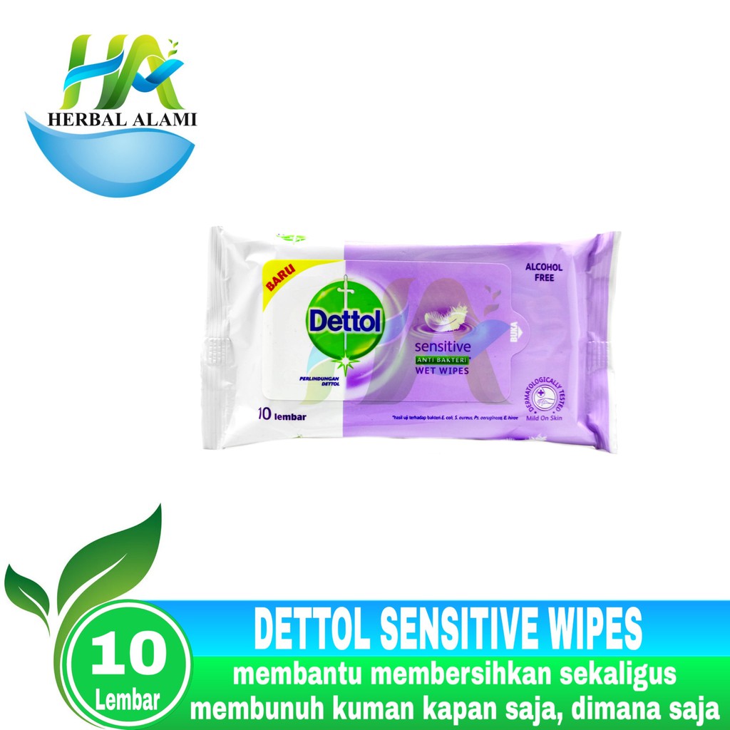 Dettol Wet Wipes Sensitive Antiseptic Ungu isi 10 lembar / tissue basah dettol wet wipes sensitive