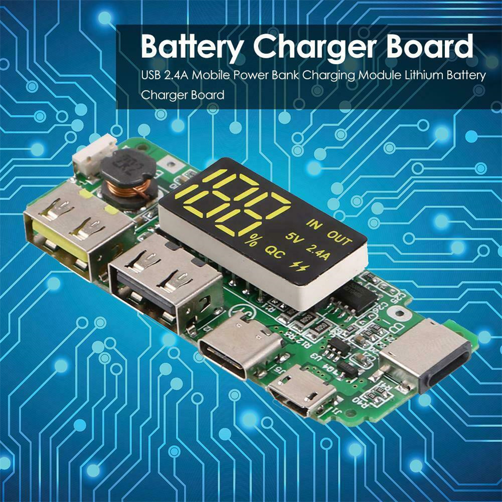 Modul Power Bank Charger Baterai Lithium 18650 Dual Usb Tipe-C / Micro Usb 5v 2.4a Dengan Layar Digital Led