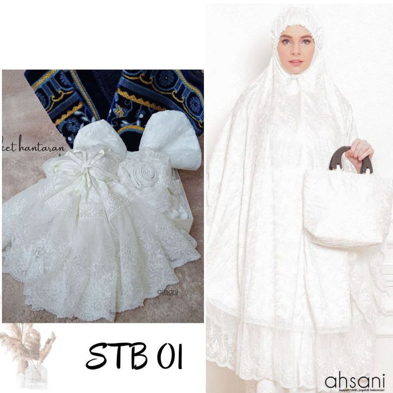 Mukena Dewasa Mukena Sutra Ori Ahsani Stb01 Mukena Premium Adem Nyaman Ringan Mukena Putih Bersih Mu