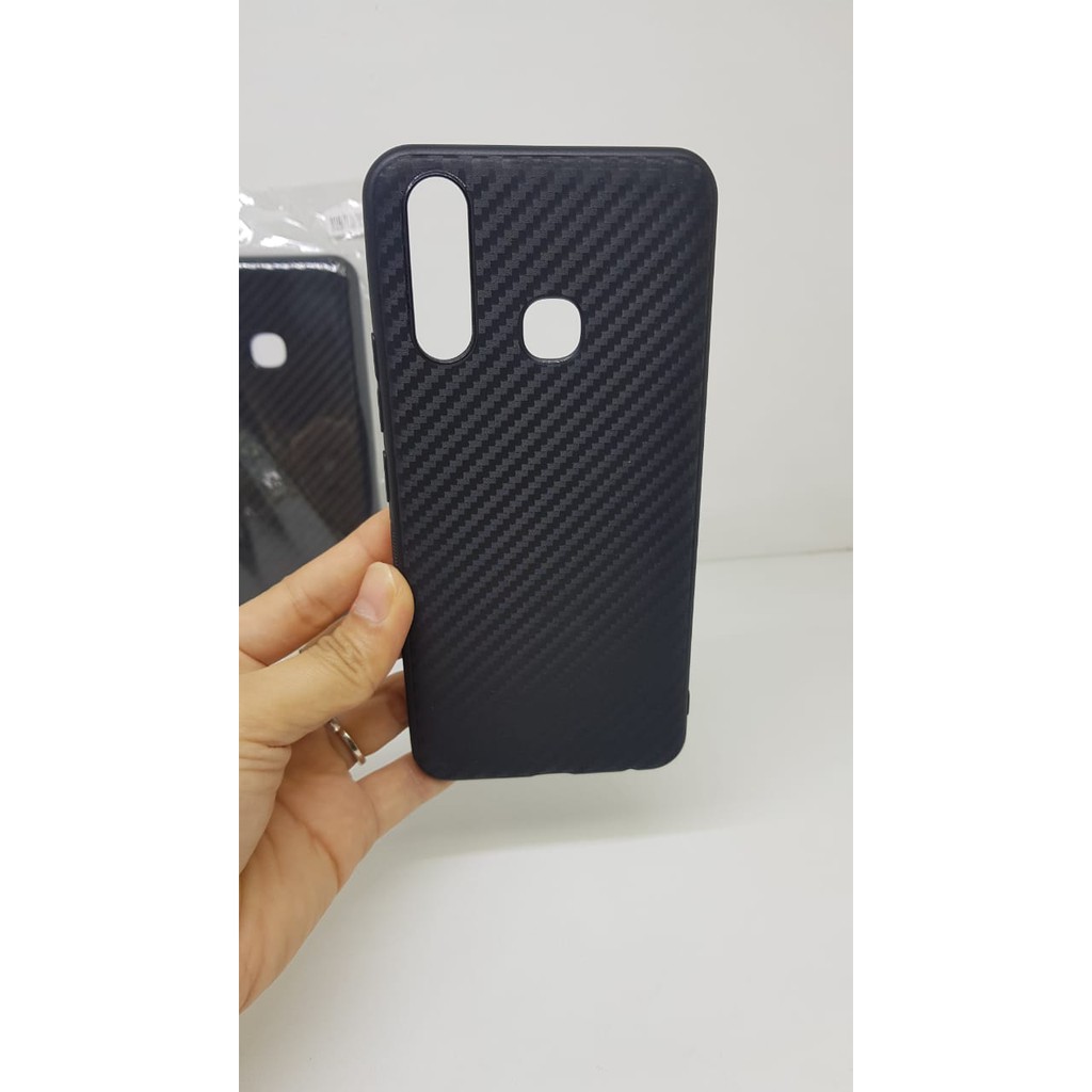 Soft Case Vivo Y19 6.53 inch Black TPU Slim FIBER Carbon Y19 U3 Casing VIVO U3