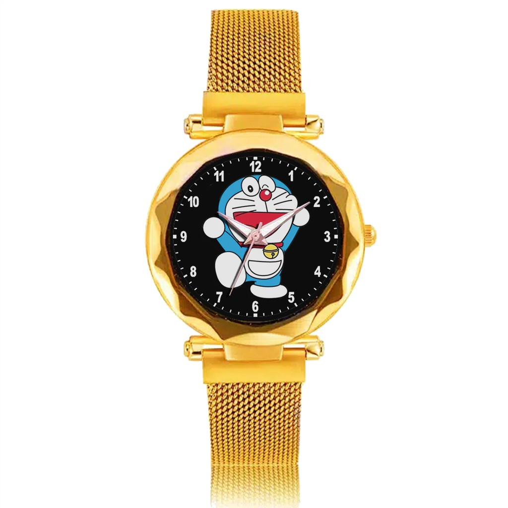 Jam Tangan Wanita Custom - DORAEMON MOTIF 3 Free Box &amp; Batre Cadangan