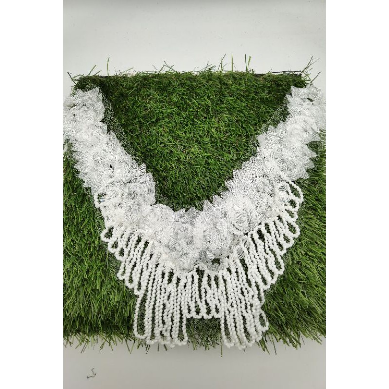 APLIKASI KERAH LEHER PUTIH BAHAN BENANG KATUN KAPAS PER PCS