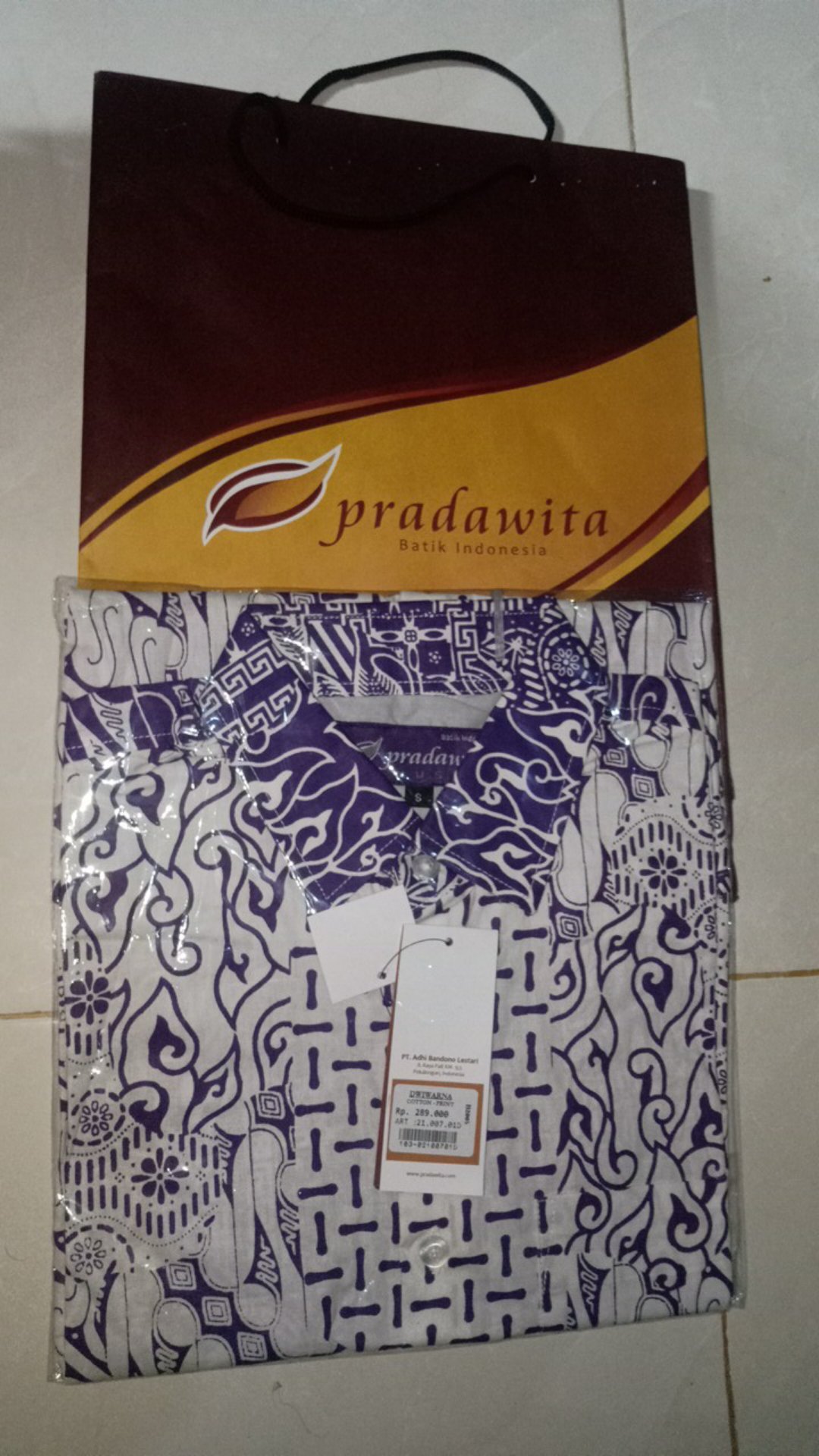 Pradawita Batik Kemeja Slim Fit Dwiwarna 1d-ungu