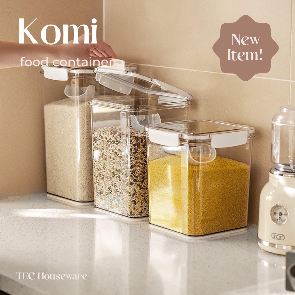 【TEC】KOMI Kotak Toples Penyimpanan Makanan Kedap Udara Besar Tempat Penyimpanan Cereal Toples Kotak 