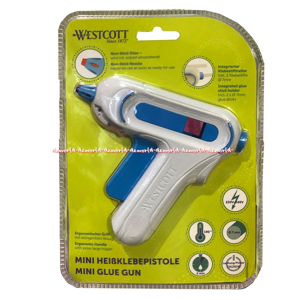 Westcott Mini Glue Gun Stick Holder Lem Tembak Putih Biru