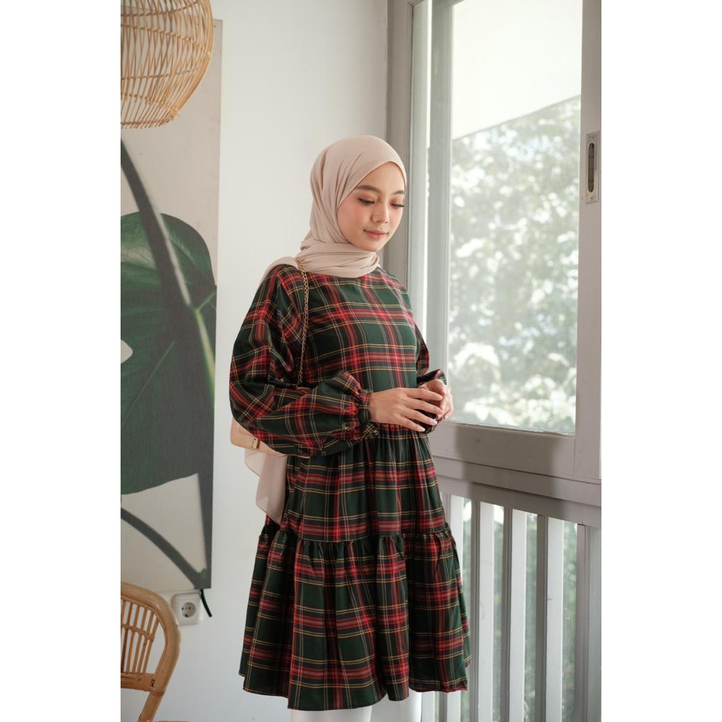 [CYC | COD] REALPICT Atasan Livha Midi Dress / Long Tunik Katun Square Rempel Wanita Trendy Murah