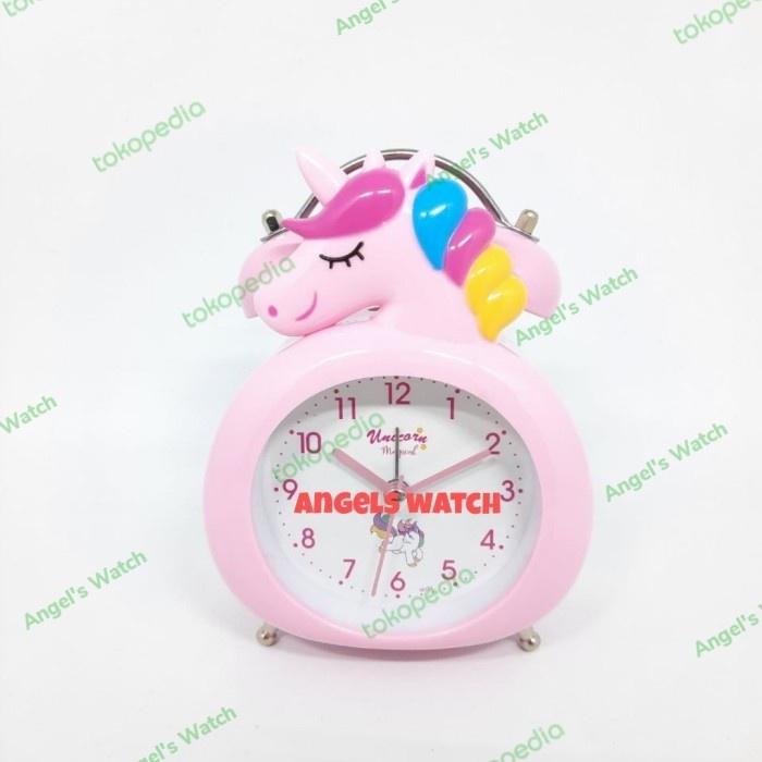 Jam weker kring karakter unicorn/ jam meja alarm/ jam alarm weker