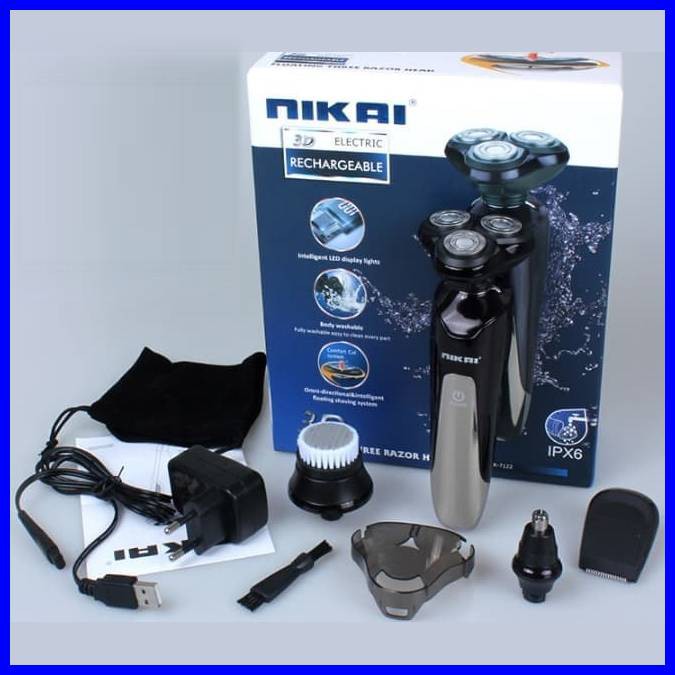 SHAVER NIKAI 7122 3D Cukur Jenggot Kumis TAHAN AIR 3 in 1 NK-7122 Waterproof