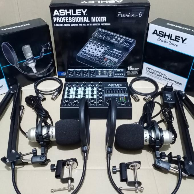 Paket Podcast 2 Orang Mixer Ashley Premium 6 Mic Ashley Studio Voice