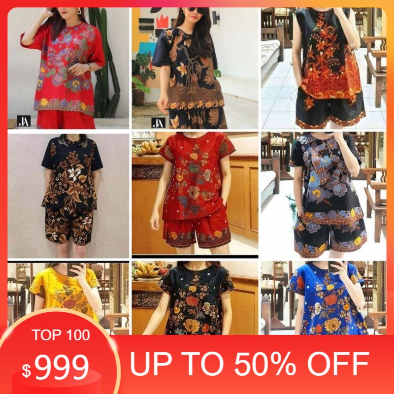 MURAH SETELAN BATIK BAJU TIDUR UNGGUL JAYA PIYAMA DEWASA wanita jumbo celana pendek 3/4