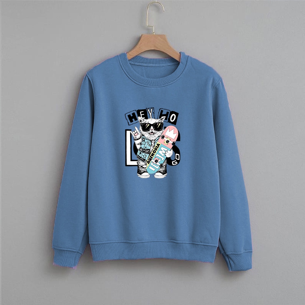 Crewneck Wanita Hey HoCat Sweater wanita size M-XXL