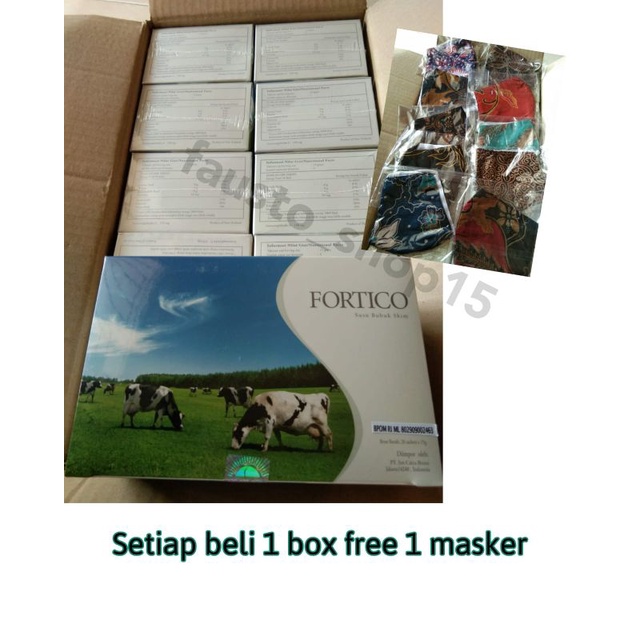 

Susu Fortico (Kolostrum) isi 20 sachet HALAL free masker batik