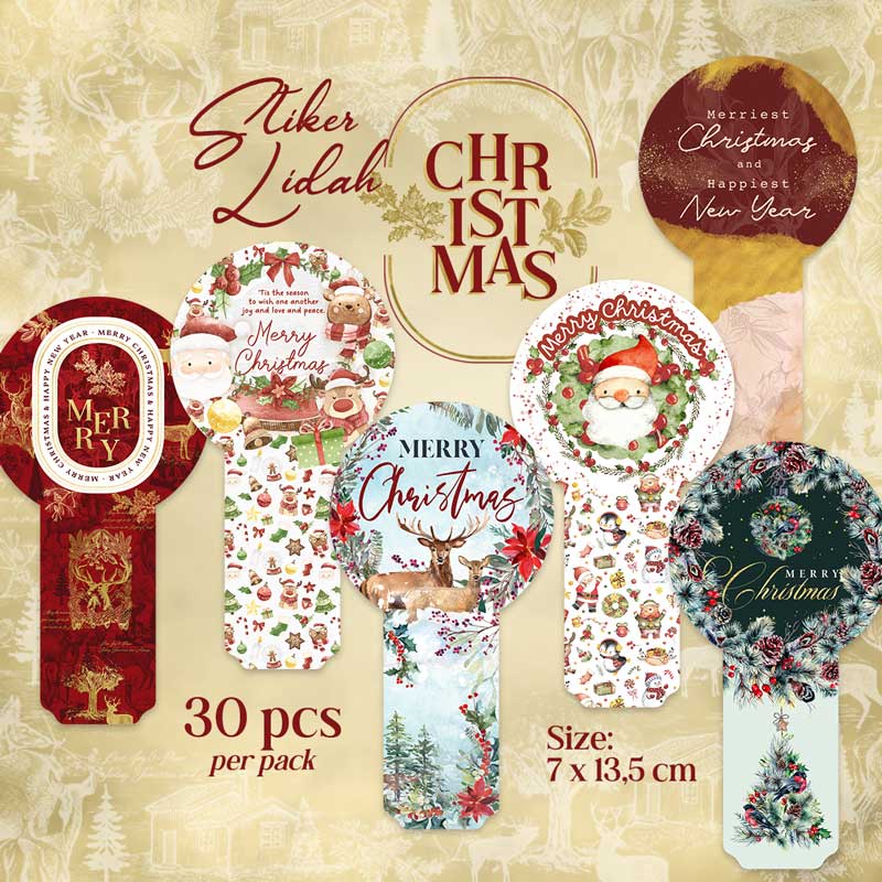 Stiker Natal / Christmas Sticker Toples Natal Label Kue Jar Xmas