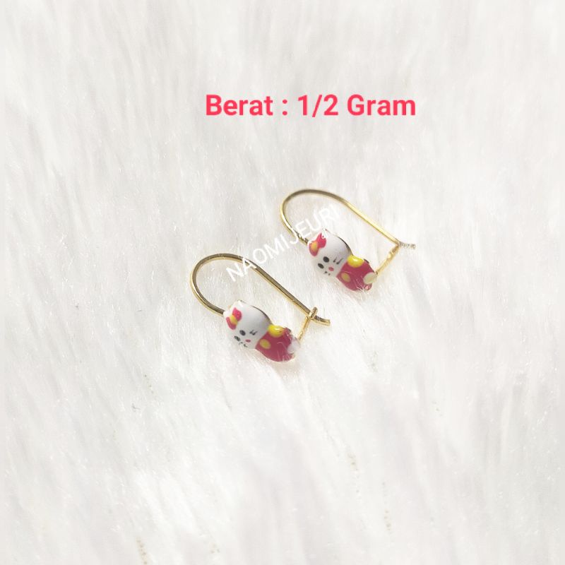 ANTING HELLOKITTY MERAH EMAS MUDA SETENGAH GRAM