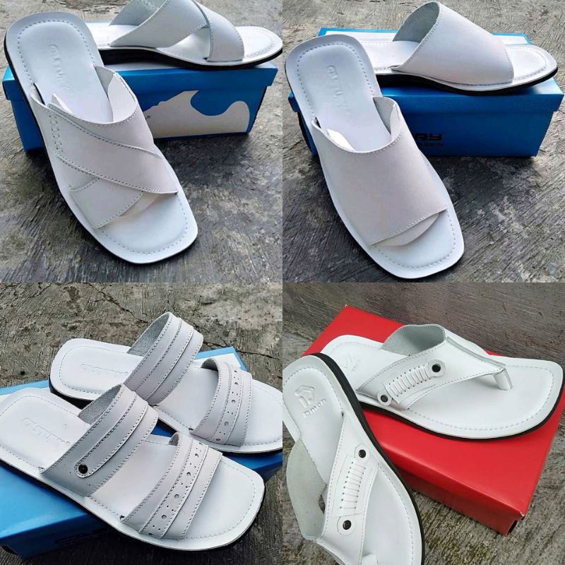 sandal pria warna putih kulit asli original berkualitas murah stylish
