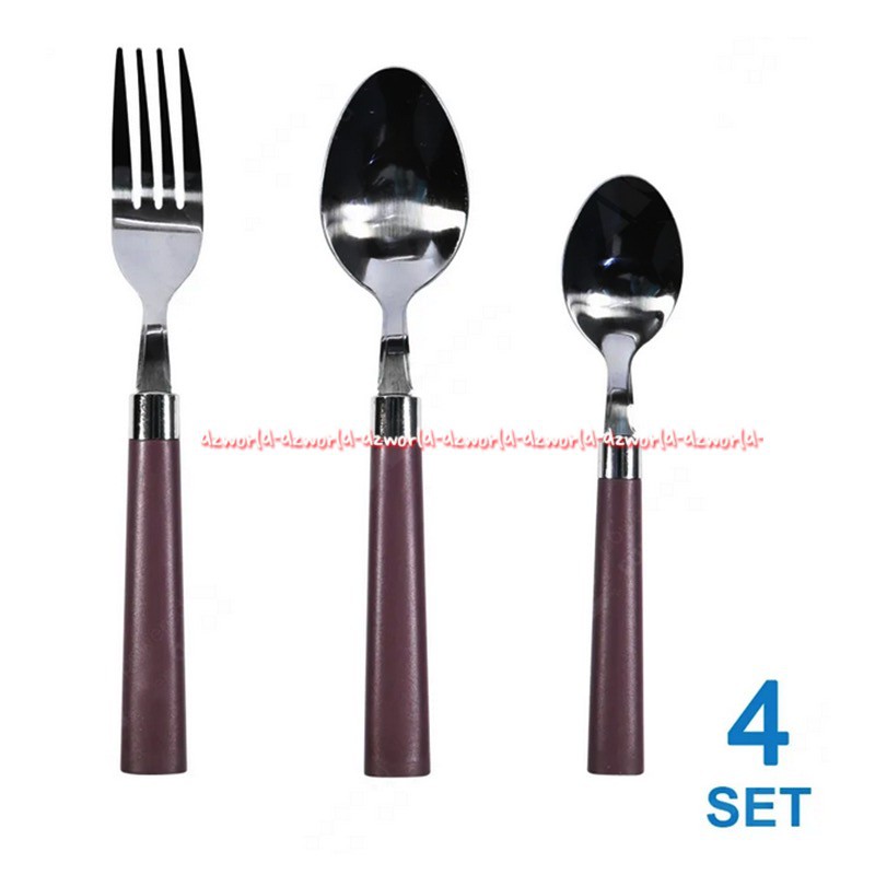 Krishome Cutlery Set 12pcs Peralatan Sendok Makan Garpu Set Gagang Warna Berwarna Kris Home