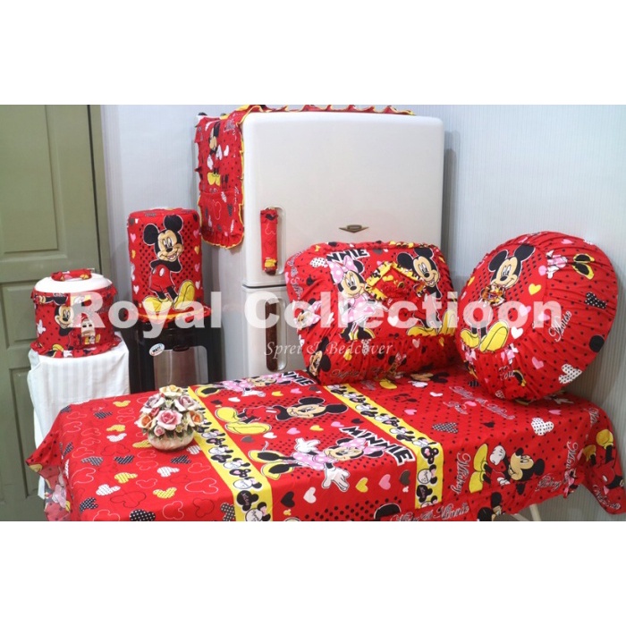 Taplak Meja Makan - Kitchenset / Set Taplak Meja Makan Mickey Merah