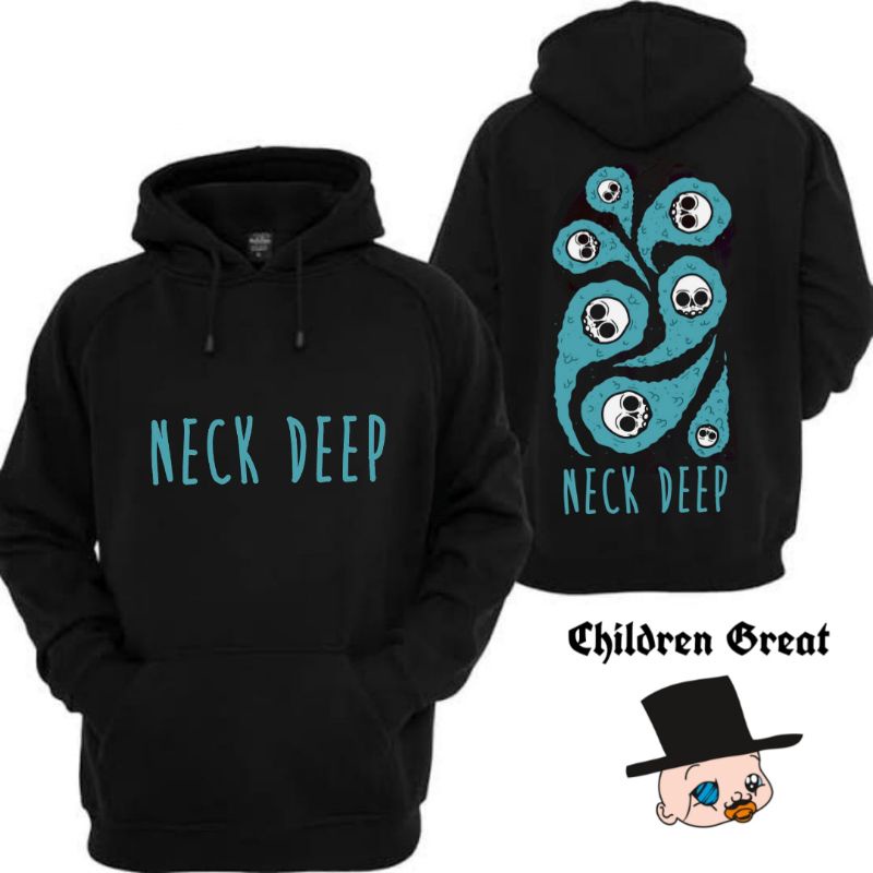 Jaket Hoodie NECK DEEP zipper band musik rock dewasa tee jacket hitam polos sweater sweatShirt katun