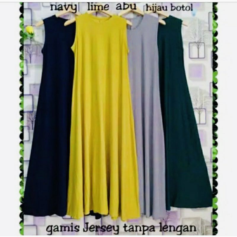 GAMIS JERSEY TANPA LENGAN BUSUI ADA SAKU