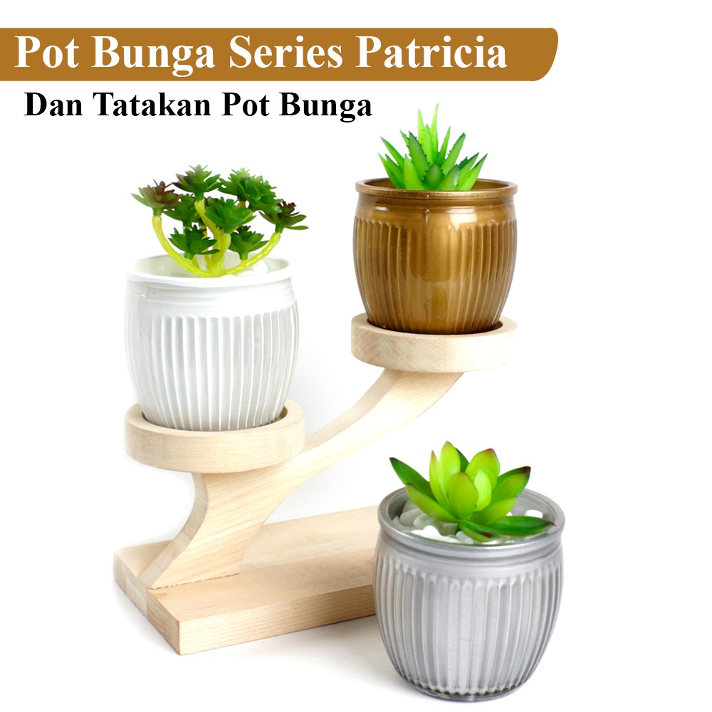 FM - Pot Bunga Minimalis + Tatakan Kaca Premium 6 cm Series Patricia