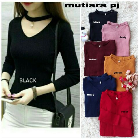 BLOUSE RAJUT MUTIARA PJ