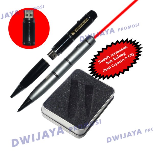 

USB PULPEN LASER POINTER 8 GB dan BOX KALENG
