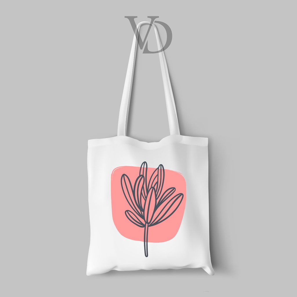 TOTE BAG KANVAS MOTIF ABSTRACT ART FLOWER LEAF/ AESTHETIC TOTE BAG / TAS BELANJA MOTIF ABSTRAK