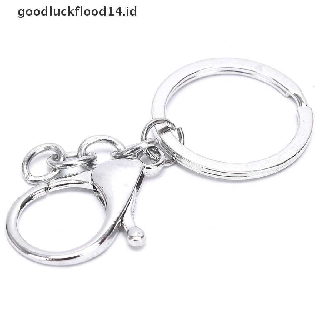 [OOID] 10Pcs Big Lobster Clasp Hooks Keychain Split Ring Short Chain Key Ring DIY  ID