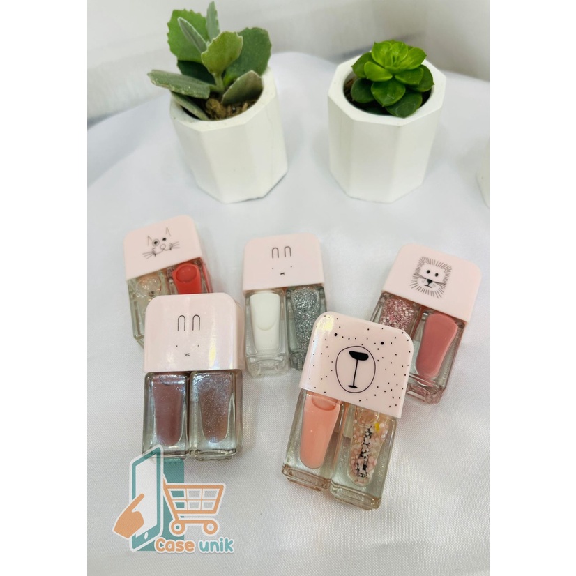 2IN1 KUTEK CAT KUKU KOREA LUCU 2 WARNA GEL NAIL POLISH CS3987