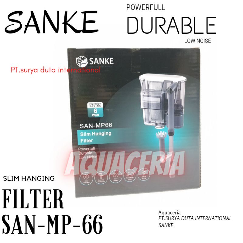 Filter Gantung Aquarium 40-60Cm SANKE SAN-MP66 Slim Hanging&amp;Skimer Filter 6W 580L/H