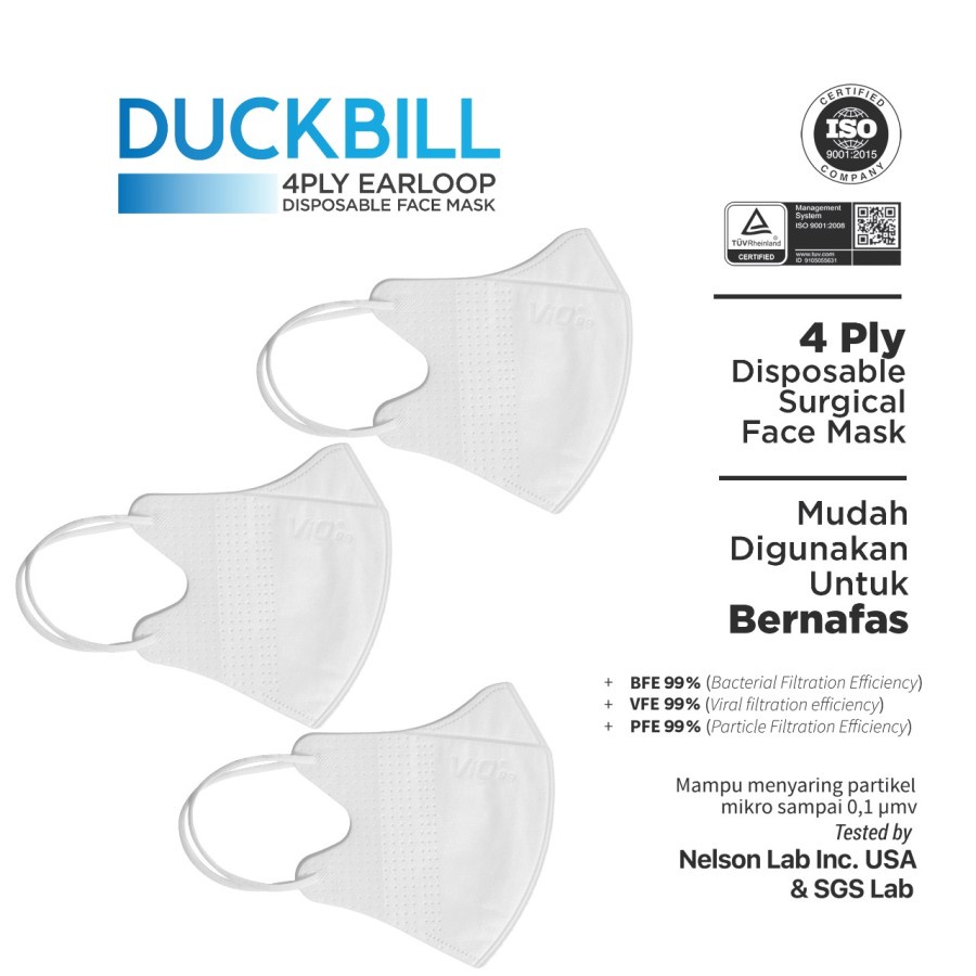 VIO MASKER DUCKBILL 4PLY EARLOOP ISI 3PCS