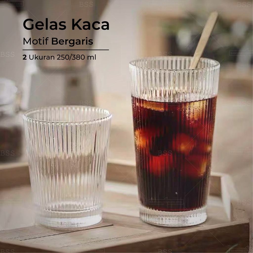 Gelas Kaca Tinggi Ripple 250ml 380ml Highball Glass Mojito Cocktail Susu Teh