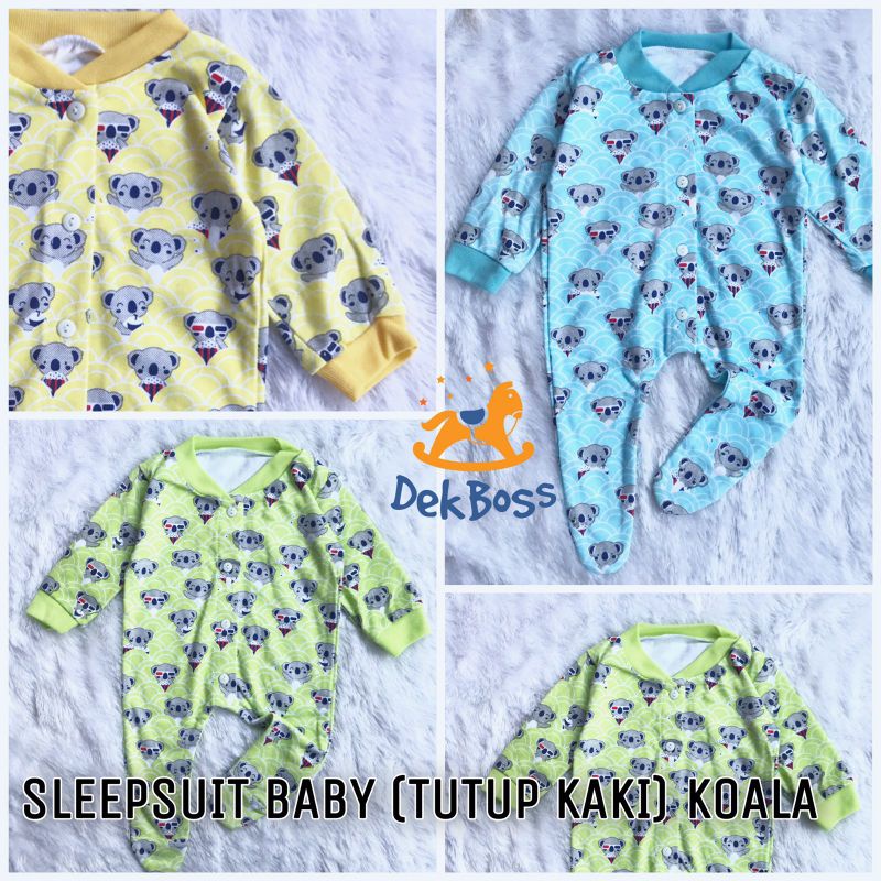 (Motif Koala / bayi 0-3 bulan) Setelan Baju piyama bayi | Jumpsuit bayi newborn | jumpsuit baby boy dan jumsuit baby girl | Sleepsuit bayi newborn perempuan tutup kaki | jampsuit bayi | Setelan baju tidur bayi lengan panjang newborn 3 bulan