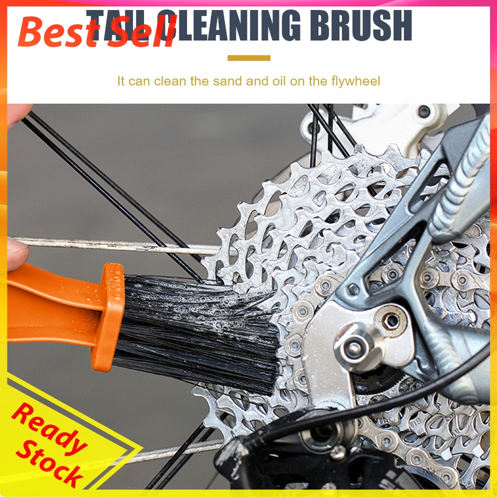 Motorcycle Bike Chain Brush MTB Bicycle Chain Scrubber Cleaning Tool Orange