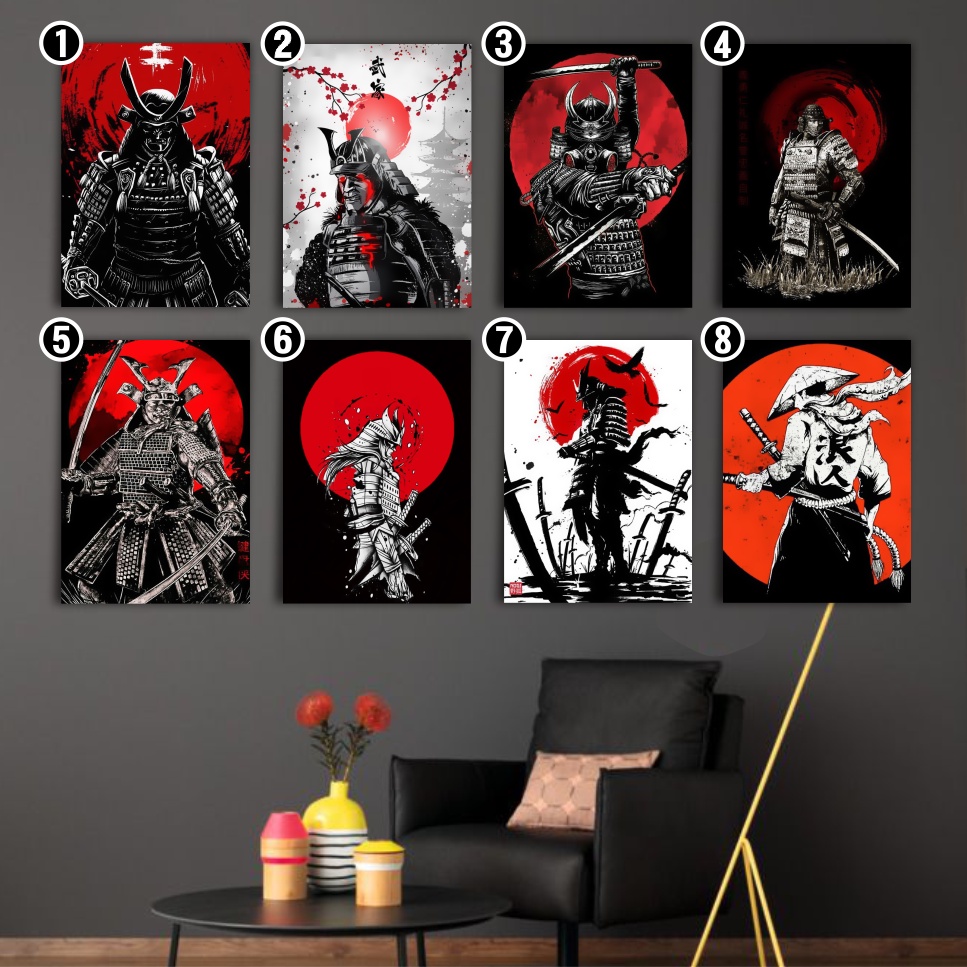 SAMURAI JEPANG POSTER Termurah Dekorasi Hiasan Pajangan Dinding Kamar Jepang Poster Kayu