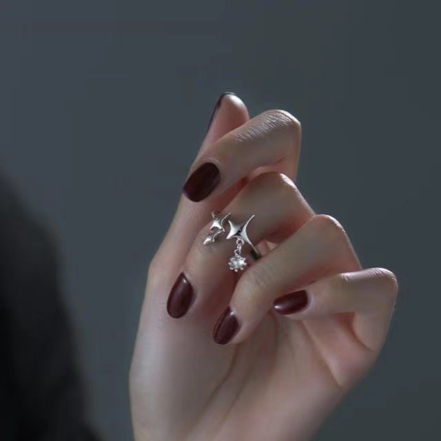 IFYOU Cincin Jari Silver Hias Permata Pink Gaya Vintage Korea Untuk Wanita