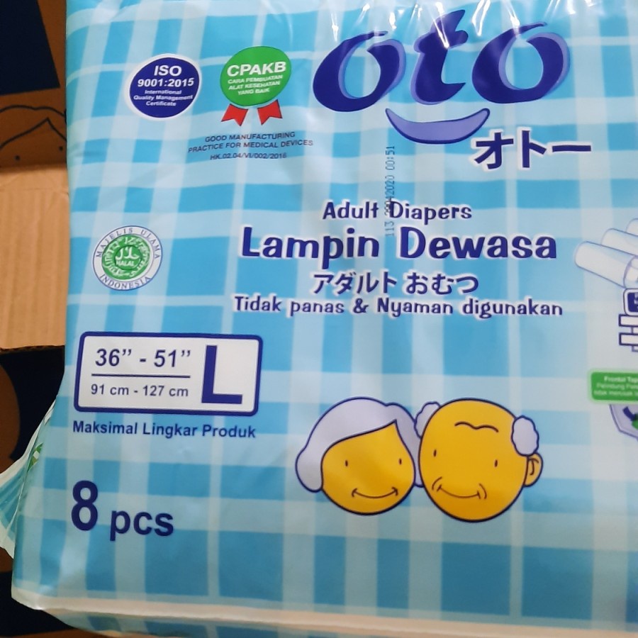 Pampess Dewasa Oto L8 isi 8pcs | Popok Diaperss Dewasa model Perekat