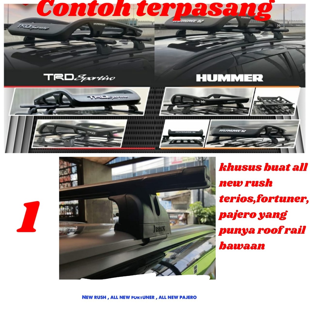 Paket Lengkap Rack Mobil TRD Sportivo Hummer Rak Roof Rail Jepit Body 115 x 80 cm Universal Rush Terios Avanza Xenia Ertiga Pajero Innova Fortuner Xl7 Mobilio