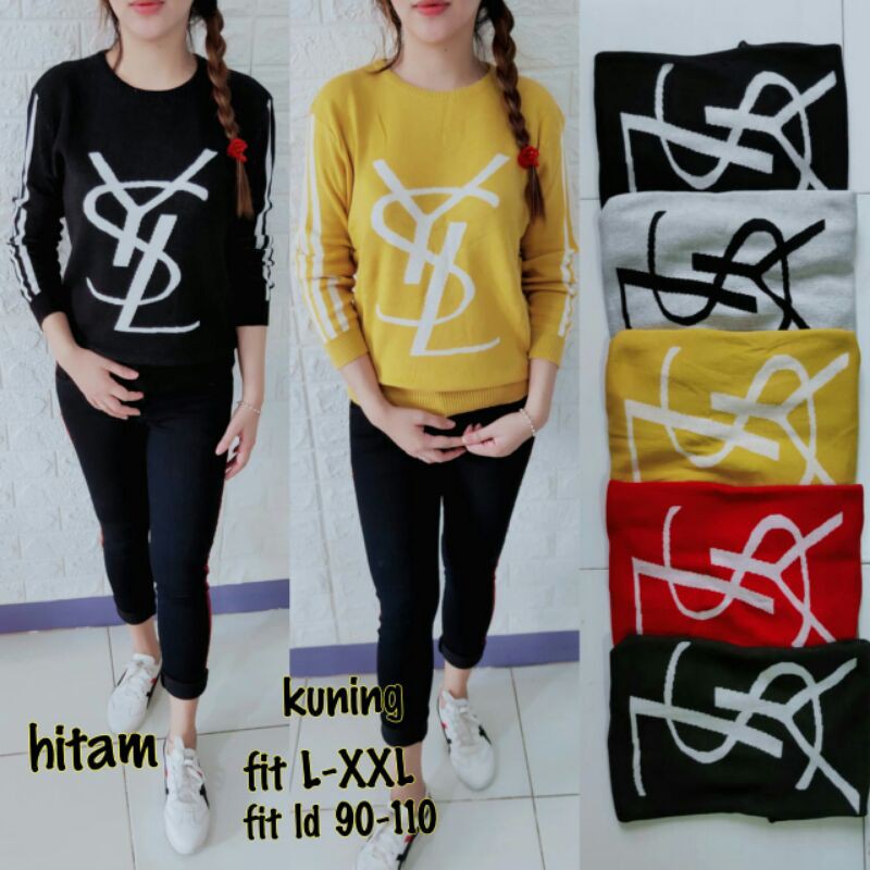 Atasan rajut wanita ysll/blus rajut import real pict/atasan kaos rajut halus