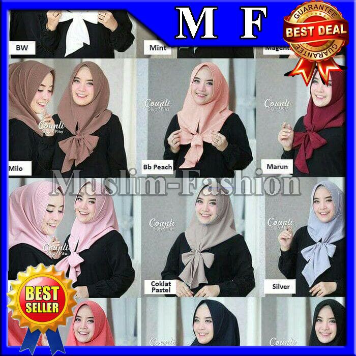 MF54 Jilbab  Hijab Instan Coupli Slup Pita - Putih Tulang