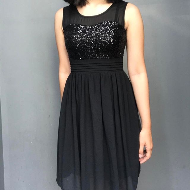 black sequence dress
