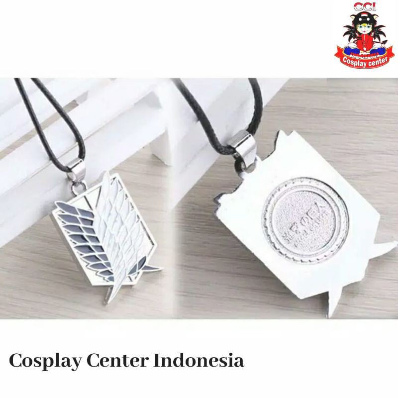 [Bisa COD] Kalung AOT Anime Attack On Titan Bahan Metal Cosplay Warna Silver Hitam