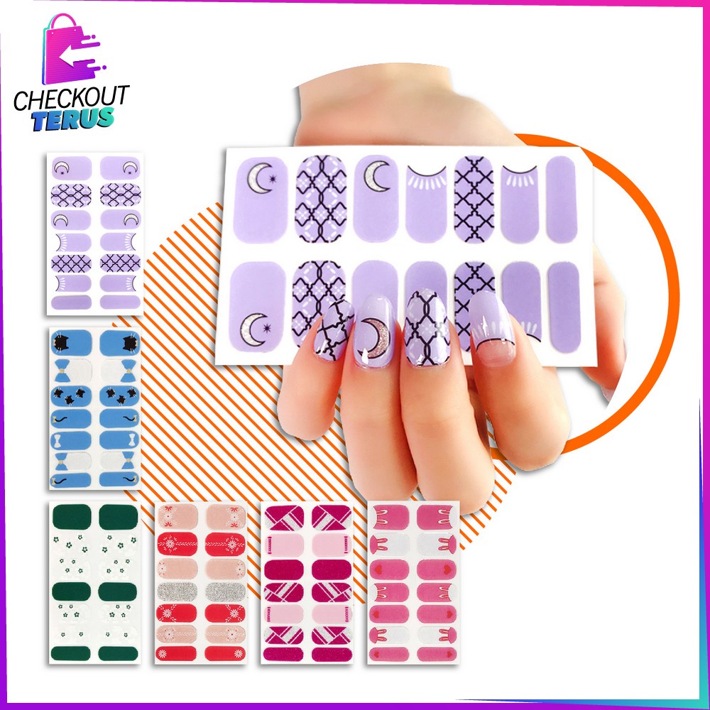 CT K54 Stiker Kuku Wanita Korea Waterproof Sticker Kuku Fashion Wanita Anti Air Nail Art Sticker Cantik