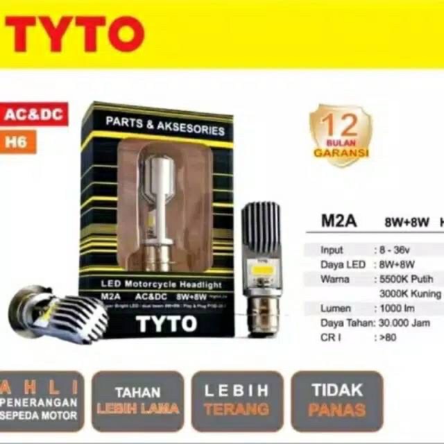 Bohlam Lampu Depan LED Original Merk TYTO Universal Semua Motor